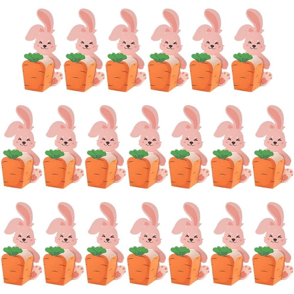 vlrwzc 20Pcs 3D Rabbit and Carrot Box Design Paper Boxes, Easter Gift Boxes Funny Candy Box, Party Decoration DIY Lovely Party Favor Mini Goody Boxes