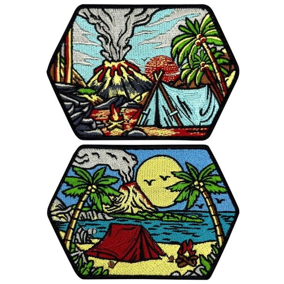 vlrwzc 2PCS Outdoor Camping Travel Hiking Applique Embroidery Fabric Patches Velcro Accessories Badges Bag Supplies