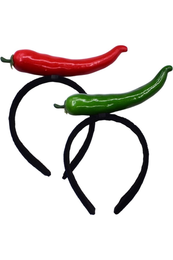 2Pcs Funny Pepper Headbands Spicy Vegetable Headwear Novelty Hair Accessories for Food Themed Events Birthday Photo Props