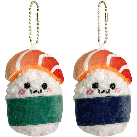 vlrwzc 2Pcs/Set Cute Dumpling Keychain Kawaii Salmon Sushi Keychain Christmas Tree Keychain Soft Plush Key Pendant Chain Accessories