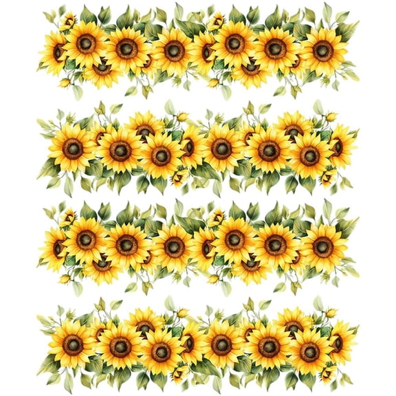 vlrwzc 2Pcs Sunflower Wall Stickers,Botanical Wall Decals,Peel and Stick Removable PVC Stickers for Bedroom Living Room Background Walls Decor