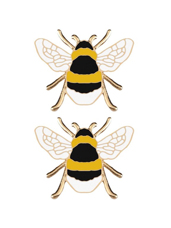 2pcs Bee Enamel Brooch Pin Cartoon Insect Pins Alloy Honey Bee Badge Clothes Lapel Pin Animal Jewelry Gifts for Friends