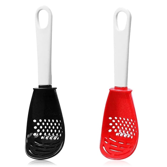vlrwzc 2pcs Multifunctional Cooking Spoon Plastic Spoons Colander Drainer Spoon Slotted Spoon Kitchen Tools for Cooking Mashing Grating Garlic