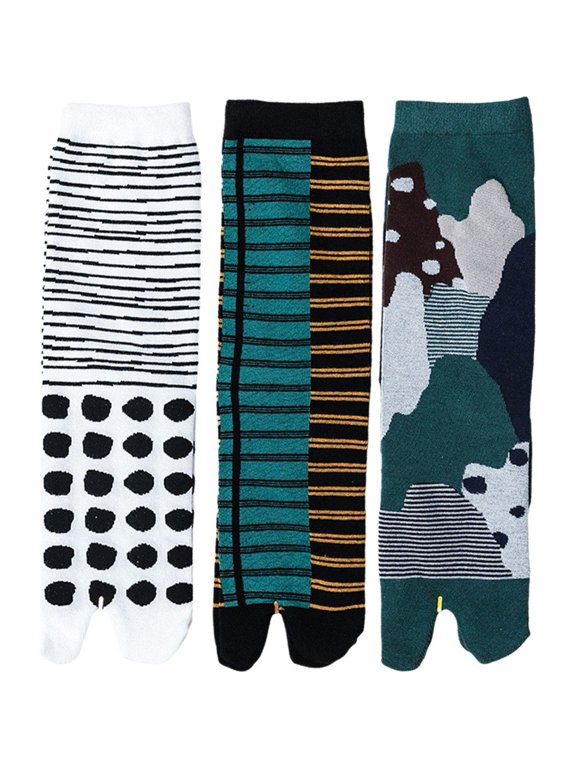 3 Pairs Two-Toed Socks Split Toe Socks Flip Flop Tabi Socks Cotton Japanese Geta Socks Men Comfortable Retro Two-Toed Middle Tube Socks