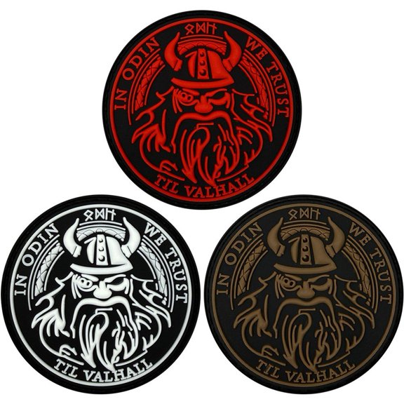 vlrwzc 3Pcs Viking Rune Patches In Odin We Trust Viking Valhalla Patches Tactical Morale Patches for Vest Jeans Clothes Decor