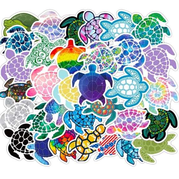 vlrwzc 41 Pcs Cute Sea Turtle Stickers Cartoon Marine Animals Waterproof PVC Decals for Laptop Water Bottle Cup Bike Luggage Computer Guitar Skateboard