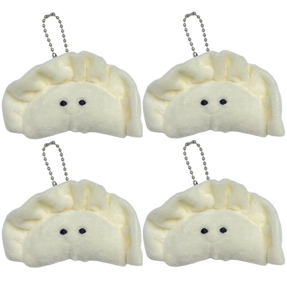 vlrwzc 4Pcs/Set Cute Dumpling Keychain Kawaii Salmon Sushi Keychain Christmas Tree Keychain Soft Plush Key Pendant Chain Accessories