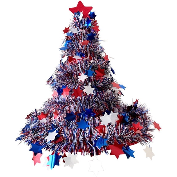 vlrwzc 4th of July Glitter Tinsel Star Cone Hat Patriotic Party Accessory