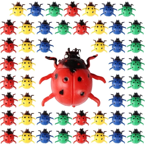 vlrwzc 50 Pcs Ladybug Simulated Refrigerator Stickers, Resin Animal Model Decorations