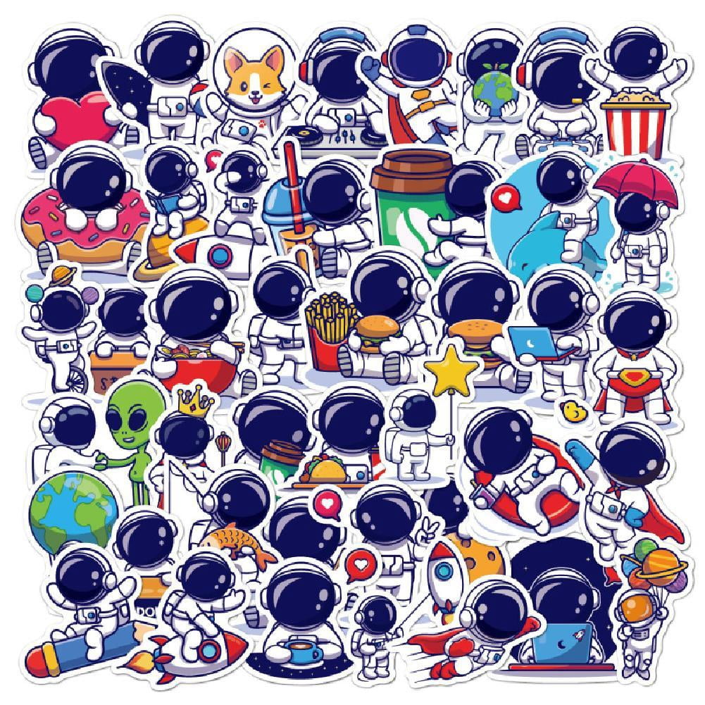 vlrwzc 51Pcs Super Cute Astronaut Space Cartoon Stickers for Waterproof ...