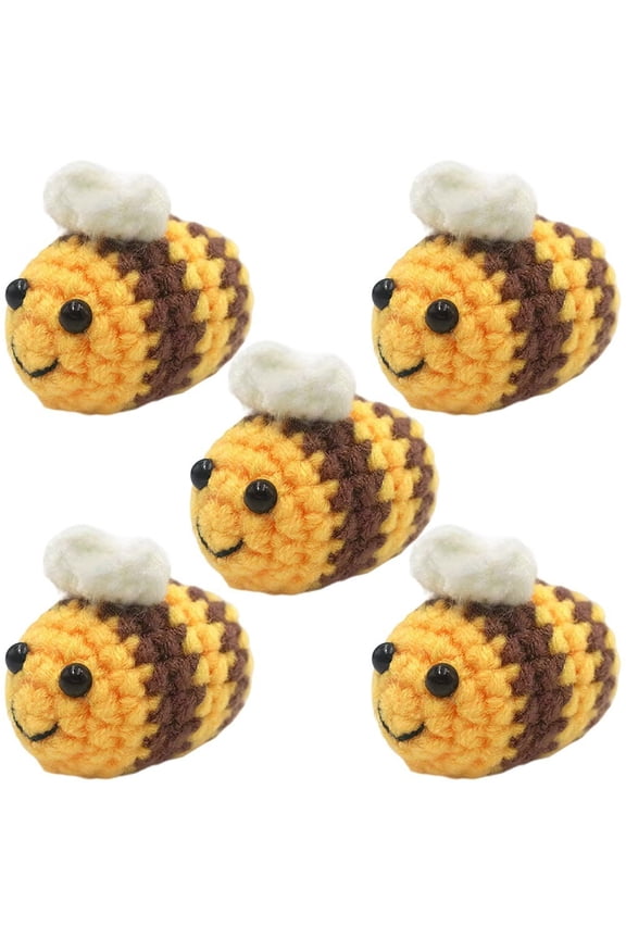 5PCS Crochet Bees Handmade Knitted Crocheted Mini Bees Pendants for Keychain Keyring Handbag Bag Purse Charms