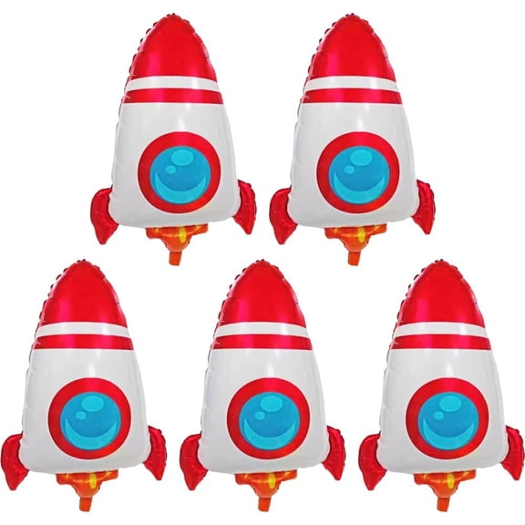 vlrwzc 5Pcs/Set Cute Outer Space Balloon Set Space Rocket Aluminum Foil Balloons for Chidren Planet Themed Party Supplie Decorations
