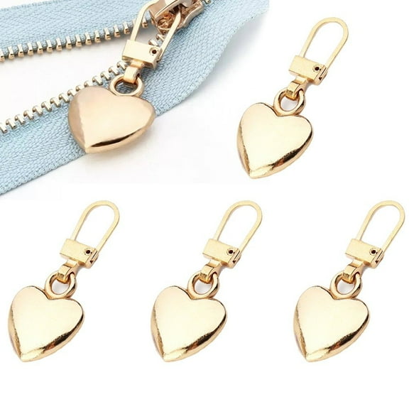 vlrwzc 5Pcs/Set Metal Zipper Sliders Puller Heart Shape Detachable Replacement DIY Zip Pull for Repair Craft Accessories