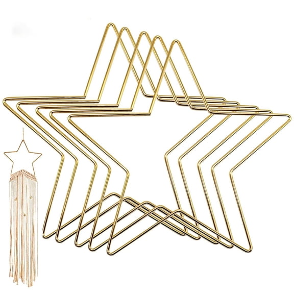 vlrwzc 5pcs Gold Star Shaped Metal Floral Hoops 7.87inch Dream Catcher Rings for DIY Craft