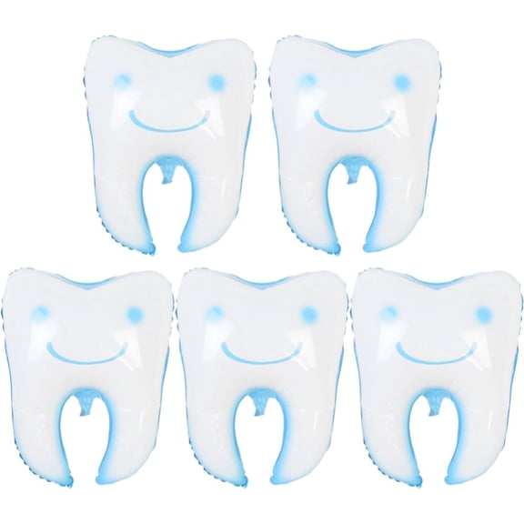 vlrwzc 5pcs Tooth Balloons Inflatable Balloons Foil Balloon Prop for Baby Shower Teeth Party Festival Scene Layout Props