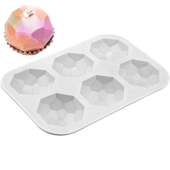 vlrwzc 6-Cavity 3D Gemstone Shaped Mold Silicone Bakeware Molds Chocolate Soap Pudding Cake Handmade Baking Tools Tray Mould DIY Tool