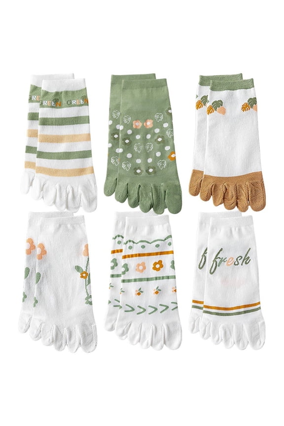 6 Pairs Five Finger Ankle Socks Trainer Running Ankle Socks Summer Thin Toe Socks Breathable Tube Socks for Women