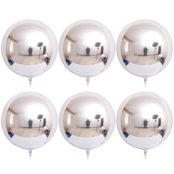 vlrwzc 6 Pcs 4D Giant Round Foil Balloon Big Mirror Metallic Sphere Balloons for Birthday Party Wedding Baby Shower Decoration Supplies(22inch)