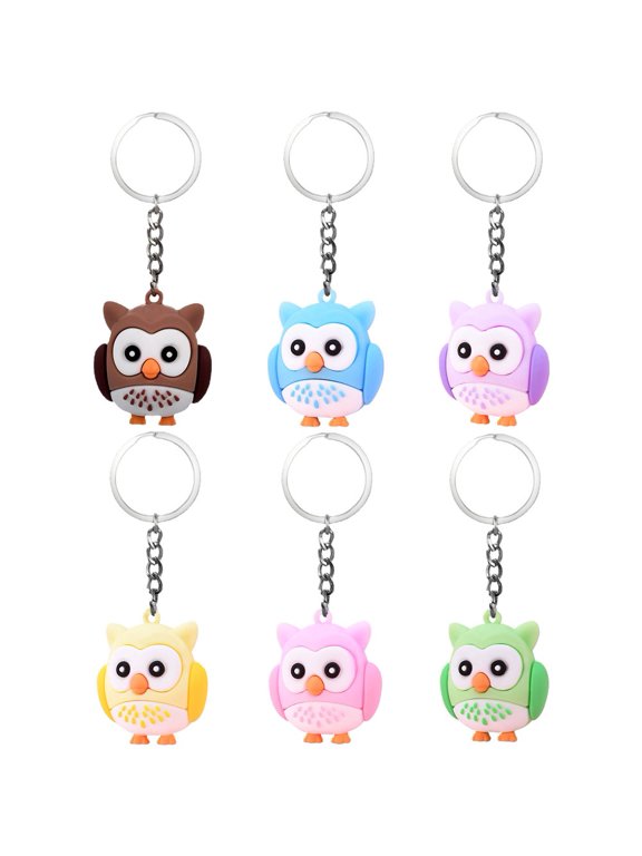 6pcs Owl Keychain Creative Cute Cartoon Animal Key Ring Pendant Gift Cute Keyring Key Chain