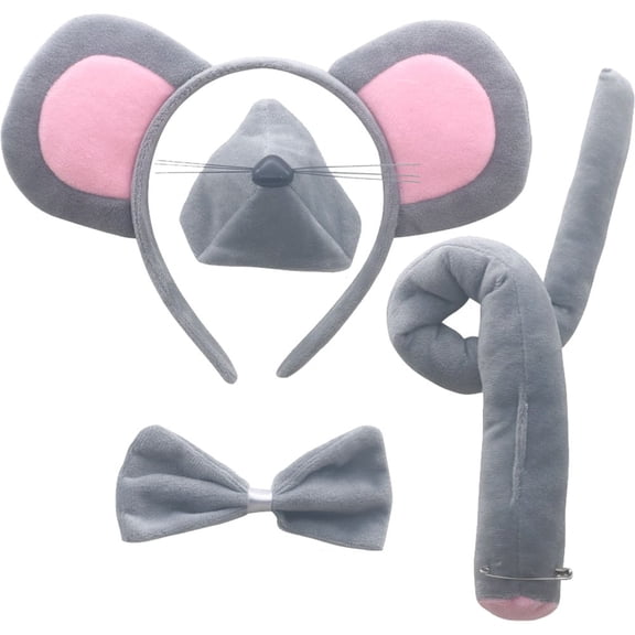 vlrwzc Adult Plush Rat Mouse Ears Headband Animal Tie Tail Gift Birthday Party Halloween Christmas
