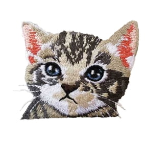 vlrwzc Animal Cat Patch Embroidery Badge Applique Pocket Patch Cute Embroidered Iron on Cartoon Patches for Clothes Sticker