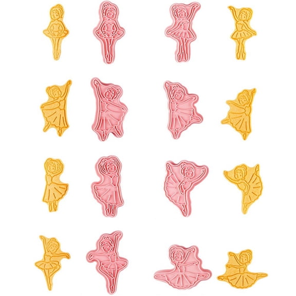 vlrwzc Ballet Cookie Cutters Set, 8Pcs Ballet Dancer Cookie Press Fondant Embosser Mold Cookie Stamp DIY Fondant Cake Decoration Baking Tools for Snacks Cheese