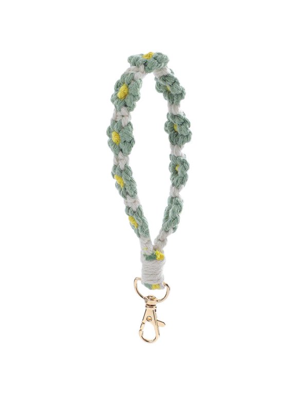 Bohemian Handmade Woven Daisy Flower Keychain Phone Chain Women Creative Colored Floral Key Chains Bracelet Pendant Accessories