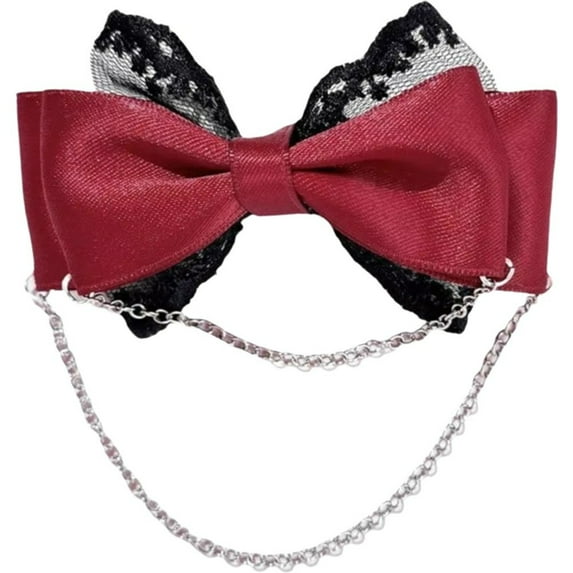 vlrwzc Bow Clips Barrettes Fascinators, Gothic Style Lace Hair Clips with Chain Bow Hair Clip Vintage Halloween Headdress Hairpin Hair Accessories for Women