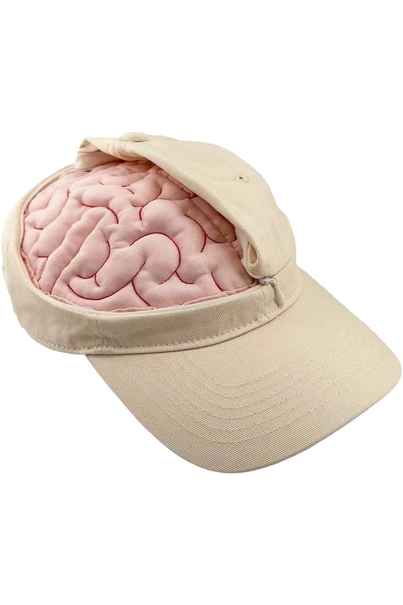 Brain Hat Zipper Design Brain Baseball Cap - Adjustable Sun Shade Foldable Design, Lightweight Gifts for Outdoor Travel