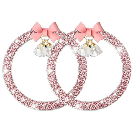 vlrwzc Car Bling Rhinestone Engine Start Ring Decals, 2pcs Car Push Start Button Cover Sticker, Sparkling Car Interior Accessories for Women