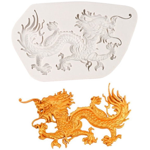 vlrwzc Chinese Dragon Mold Dragon Fondant Mold Zodiac Dragon Craft Mold Soap Mould Animal Statue Mold for DIY Cake Decor