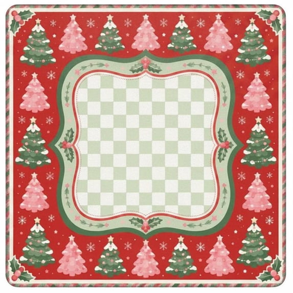 vlrwzc Christmas Tree Cartoon Mahjong Mat, Anti-Slip Noise Reduction Game Table Cover for Tile Games, Cards, Board Games, 31.5 x 31.5 in, 1 Pack