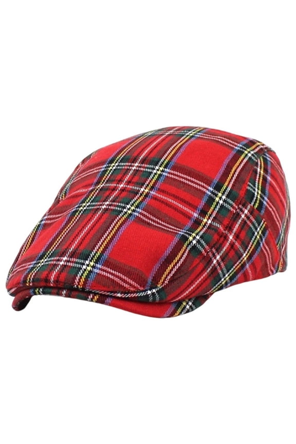 Classic Scottish Cotton Tartan Check Flat Cap - Men's Fashion Country caps Outdoor Golf Sport Holiday