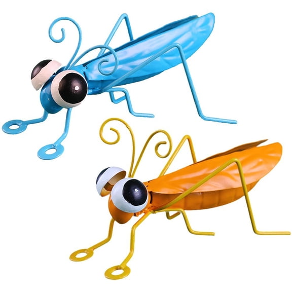 vlrwzc Colorful Cute Garden Art Metal Sculpture Locust Grasshopper Ornament Outdoor Wall Art Garden Statues