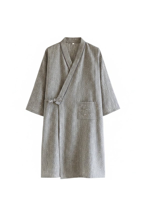 Couple Bathrobe Pure Cotton Kimono Robe–Spring Autumn Long Sleeve Night Wear, Men Robe Clothes for Sleep, Soft Dressing Gowns