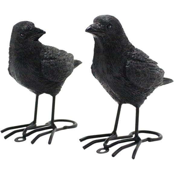 vlrwzc Crow Statues 2pcs Fake Black Crow Figure Resin Crows for Hunting, Bird Figures, Halloween Birds Decoration - Yard, Garden, Deck, Patio