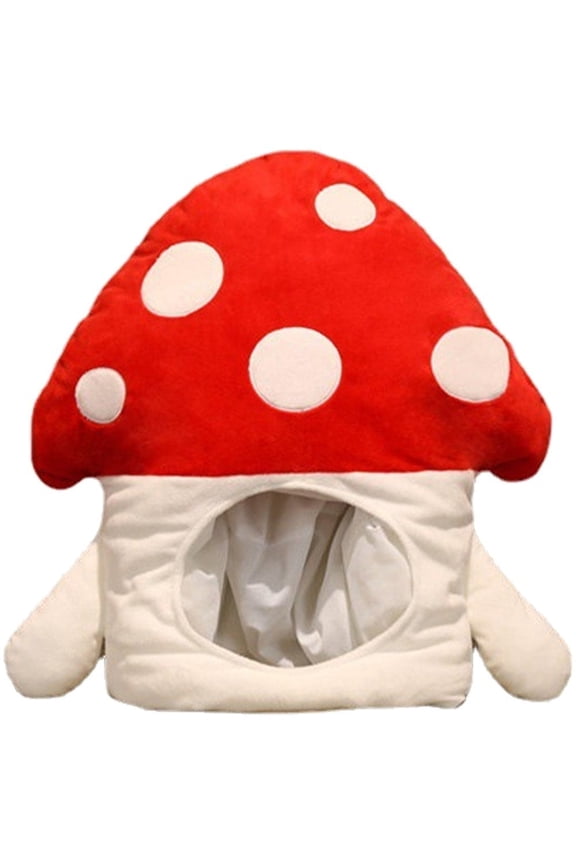 Cute Mushroom Hat Novelty Plush Hat Funny Mushroom Head Cover Party Hat Dress Up Cap Headgear for Halloween Party