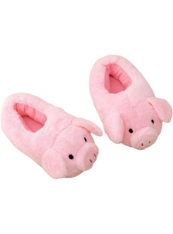 Cute Pig Warm Slippers Winter Fluffy Home Slippers Cotton Plush Slippers Animal Slippers Non-Slip Slipper for Outdoor Indoor