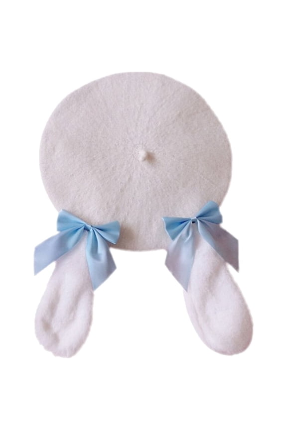 Cute Plush Rabbit Ears Beret Hat Women's Beanie Beret Hat Warm Winter Bonnets Lolita Sweet Beret Hats