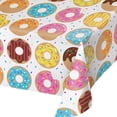 thumbnail image 1 of vlrwzc Donut Theme Disposable Plastic Tablecloth Rectangle Party Table Cover, 1 of 7