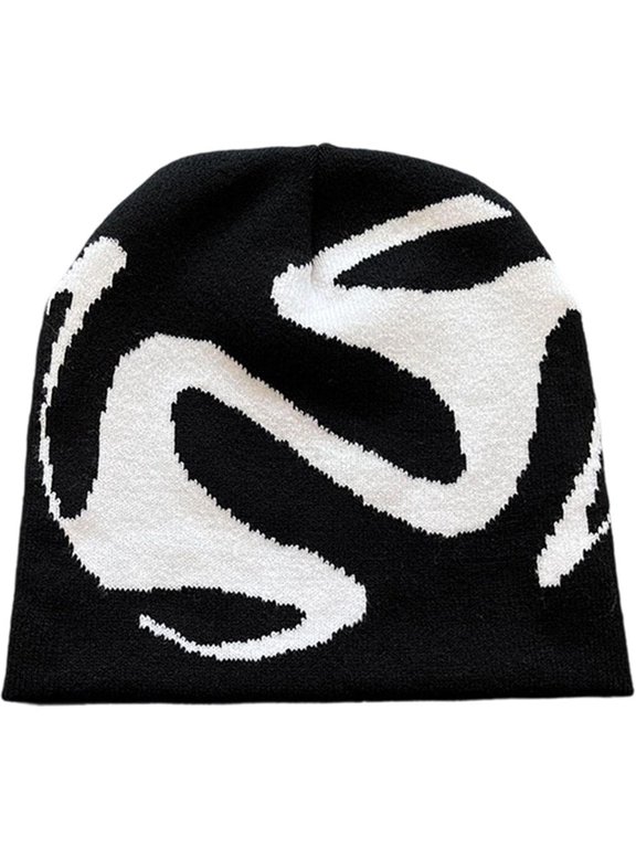 Fashion Beanie Knitted Hat Gothic Y2k Knitted Caps Unisex Winter Skull Cap Harajuku Vintage Warm Hat Streetwear