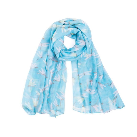 vlrwzc Fashion Dragonfly Printed Scarf Long Lightweight Beach Wraps Shawl Soft Scarves for Women(Cyan)