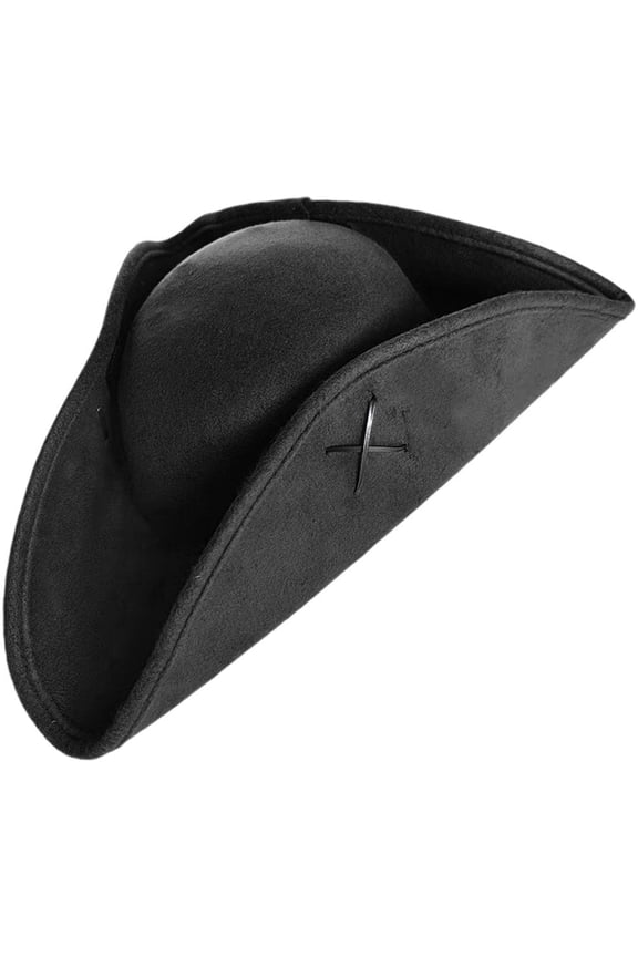 Faux Leather Pirate Hat,Tricorn Pirate Hat,Novelty Leather Pirate Hat for Men Women Halloween Accessories,