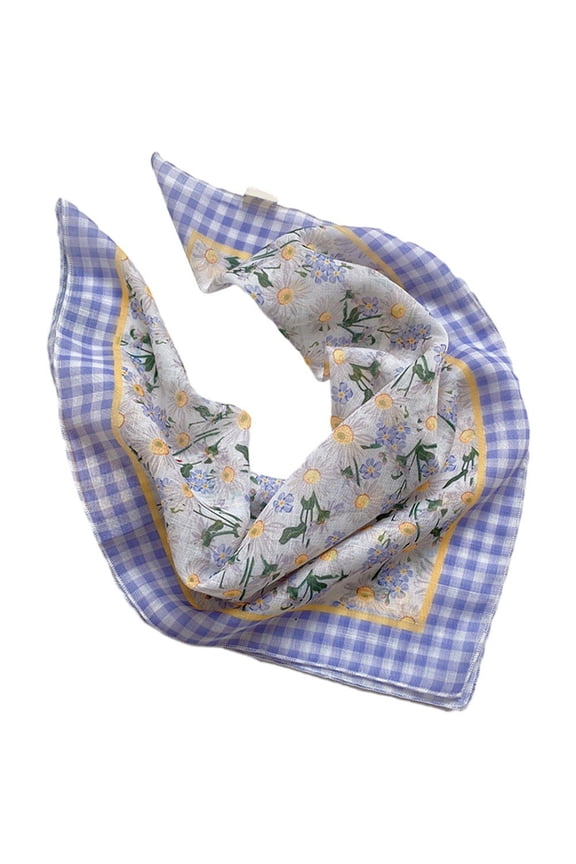 Floral Print Sunproof Bandana Knitted Hair Kerchief Square Bandana Summer Head Wrap Hiphop Tie Back Turban for Hot Photo Props