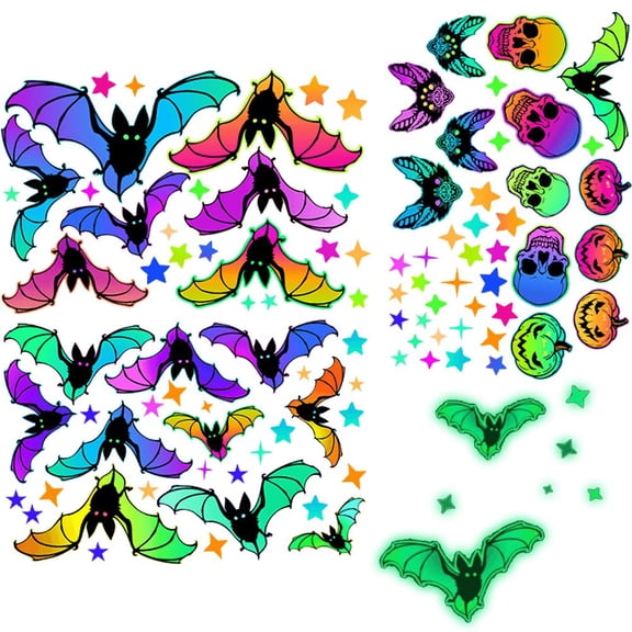 vlrwzc Fluorescent 3D Bat Wall Stickers Halloween Scary Party Decorations
