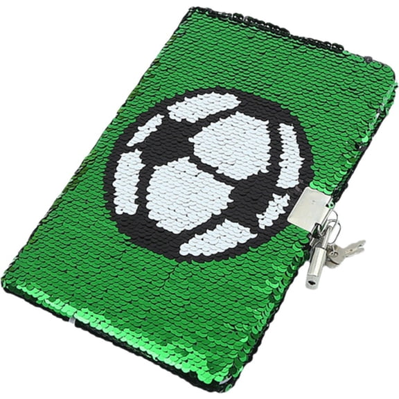 vlrwzc Football Sequin Notepad Football Pattern Notebook with Lock Soccer Journal for Planner Memo Schedule Checklist