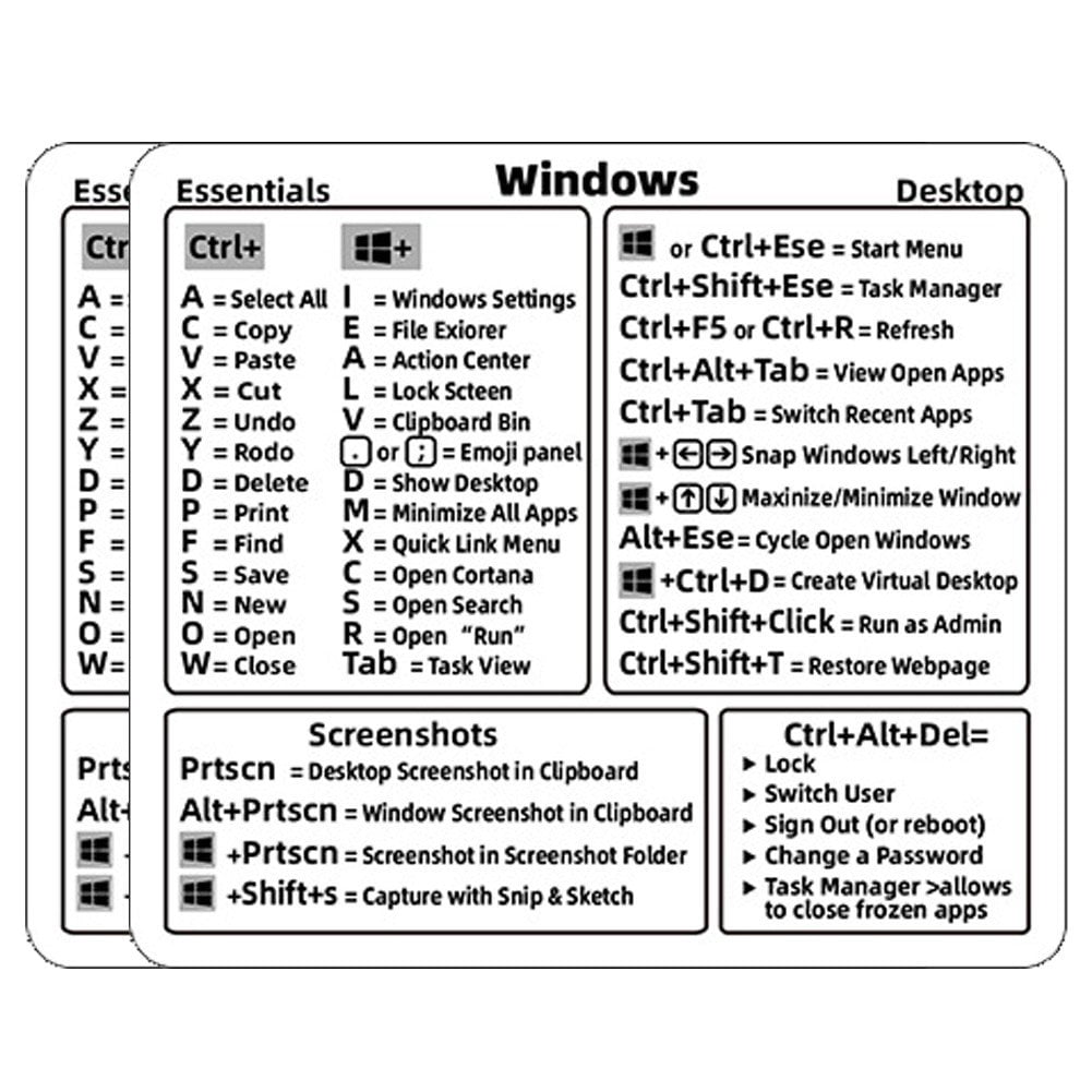 vlrwzc For Windows PC Computer Reference Keyboard Shortcut Sticker ...