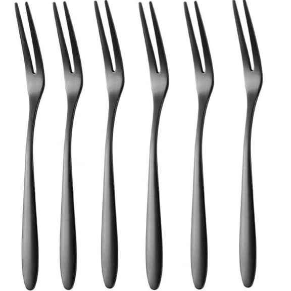 vlrwzc Fruit Forks 6pcs Stainless Steel Two-tine Fork Fruit Fork set Tableware Multiple Use Snack Cake Dessert Forks Cafeteria Home Flatware