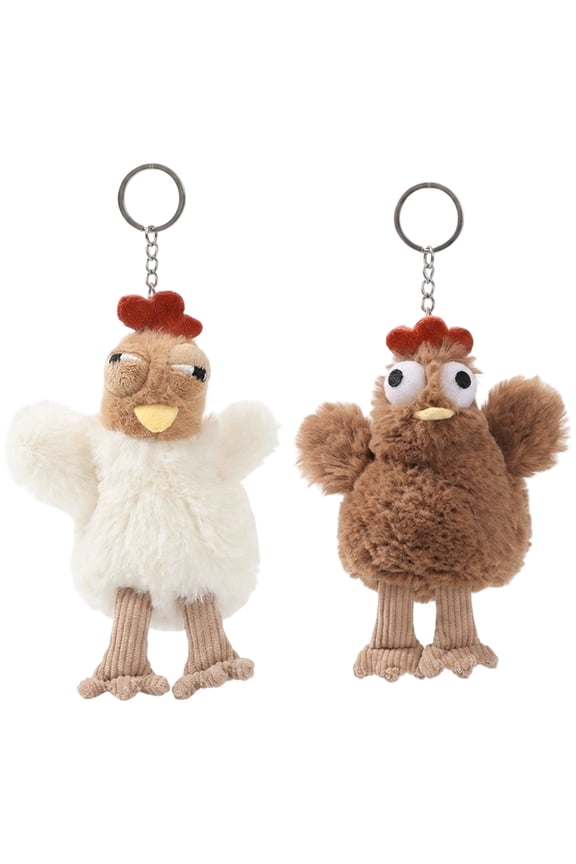 Funny Tricky Chicken Keychain Plush Animal Key Pendant For Purse Handbag Stress Relieving Toy Chicken Squeeze Keychain