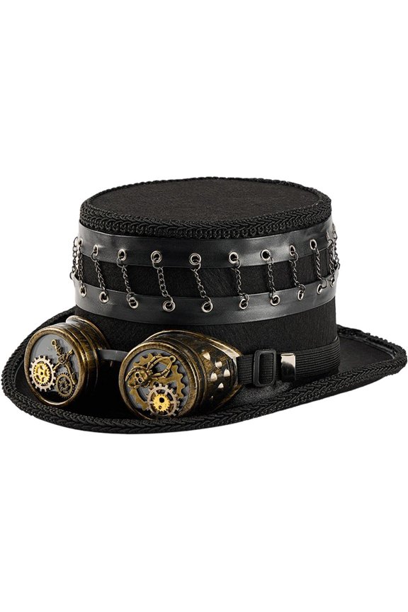 Goggles Gear Top Hat Steampunk Heavy Industry Chain Tall Hat Gothic Headgear Halloween Headpiece
